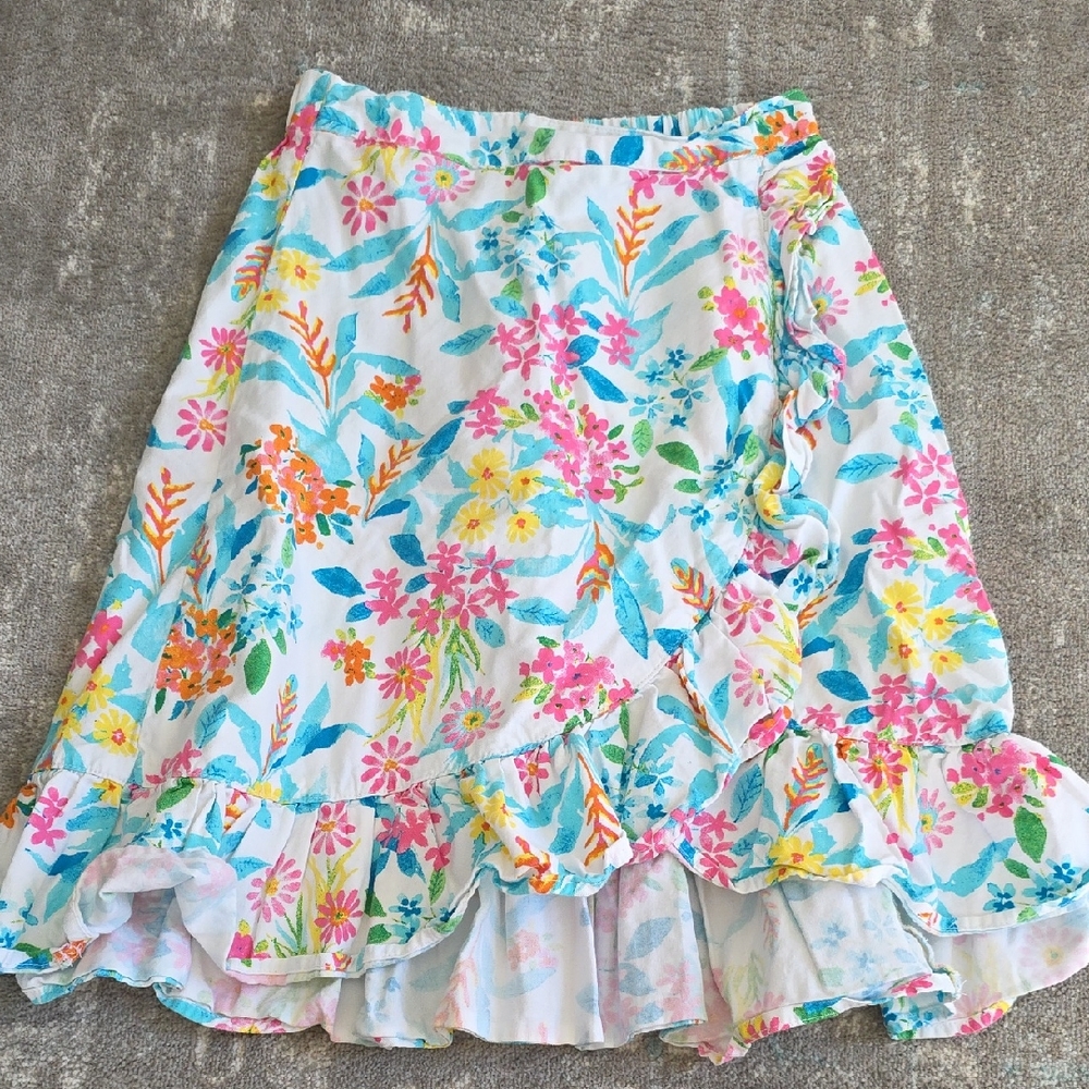 Joe Fresh Multicolor Floral Asymmetrical Skirt